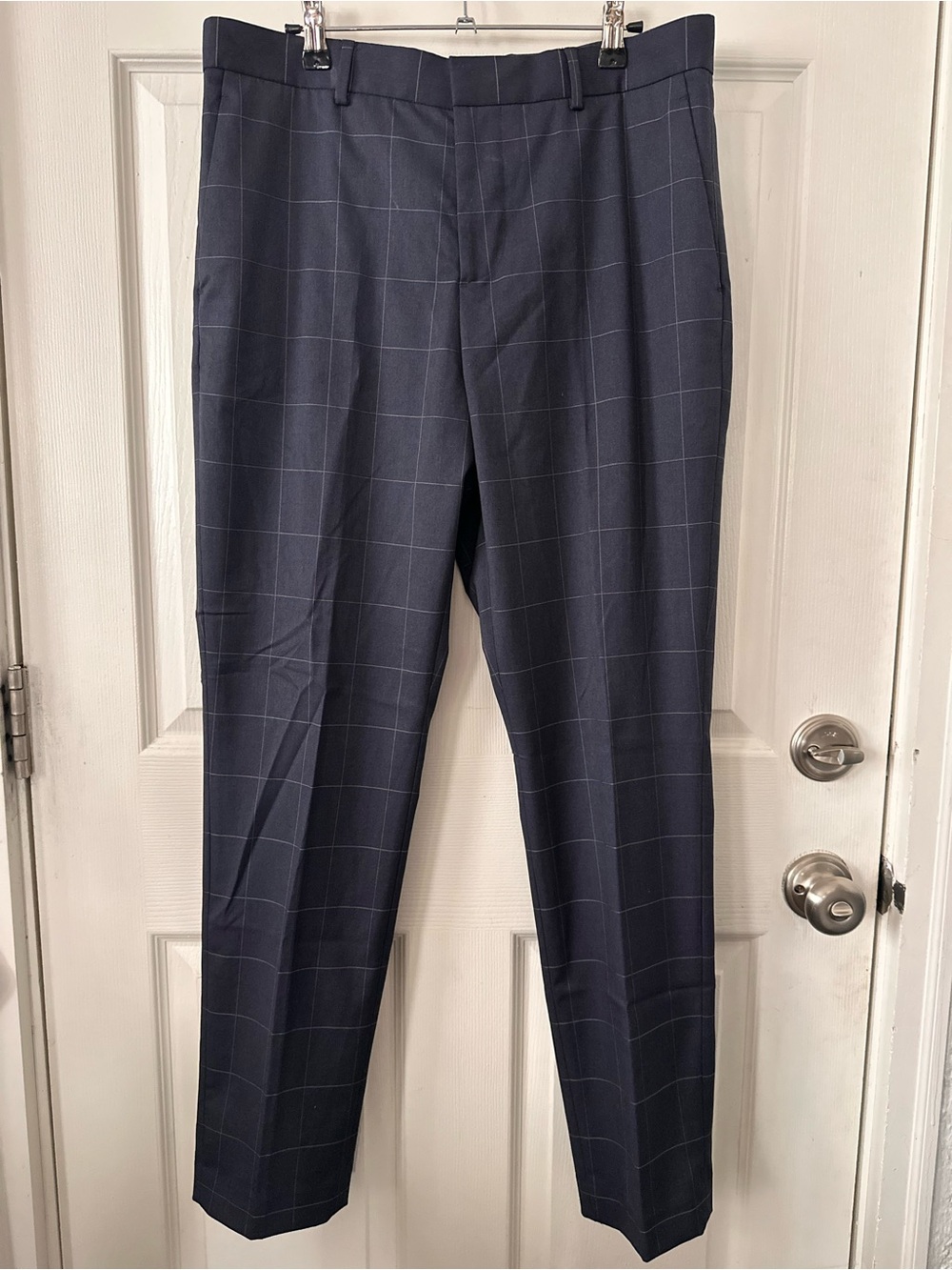 H&M Men's Navy Windowpane Dress Pants